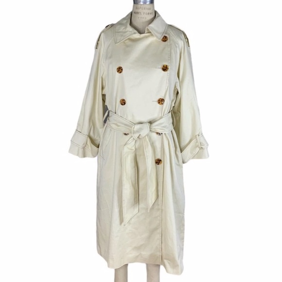 NWT ASOS Front Button Down Flowy Belted Duster Khaki Trench Coat 🍁 Sand Stone - Picture 8 of 10